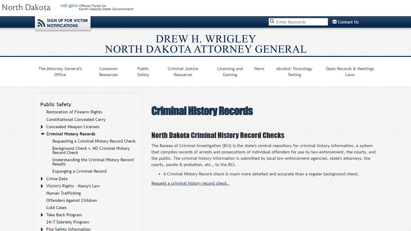 Criminal History Records - North Dakota Attorney General